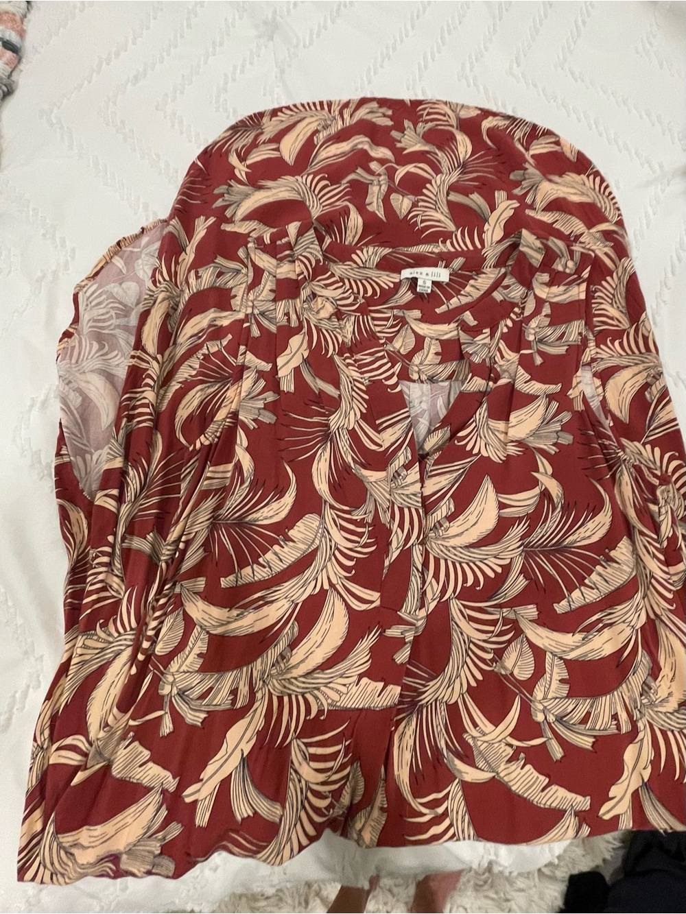 alex + lili Floral Midi Dress in Red & Cream - Picture 3 of 6